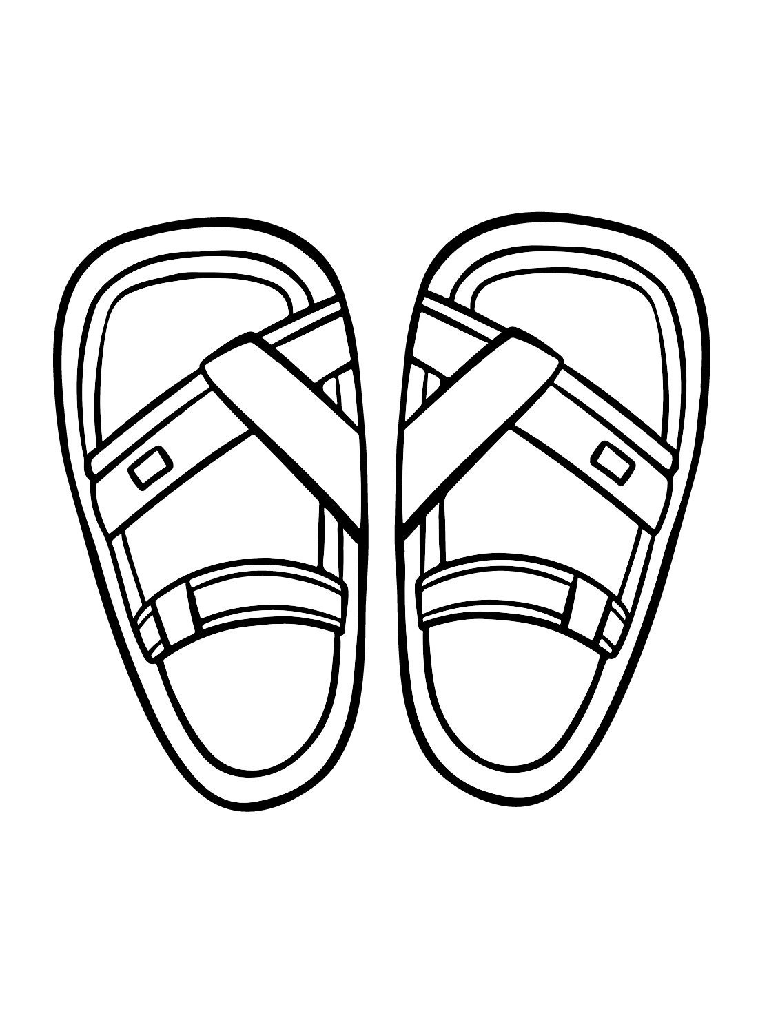 Summer Cute Sandals Coloring Page