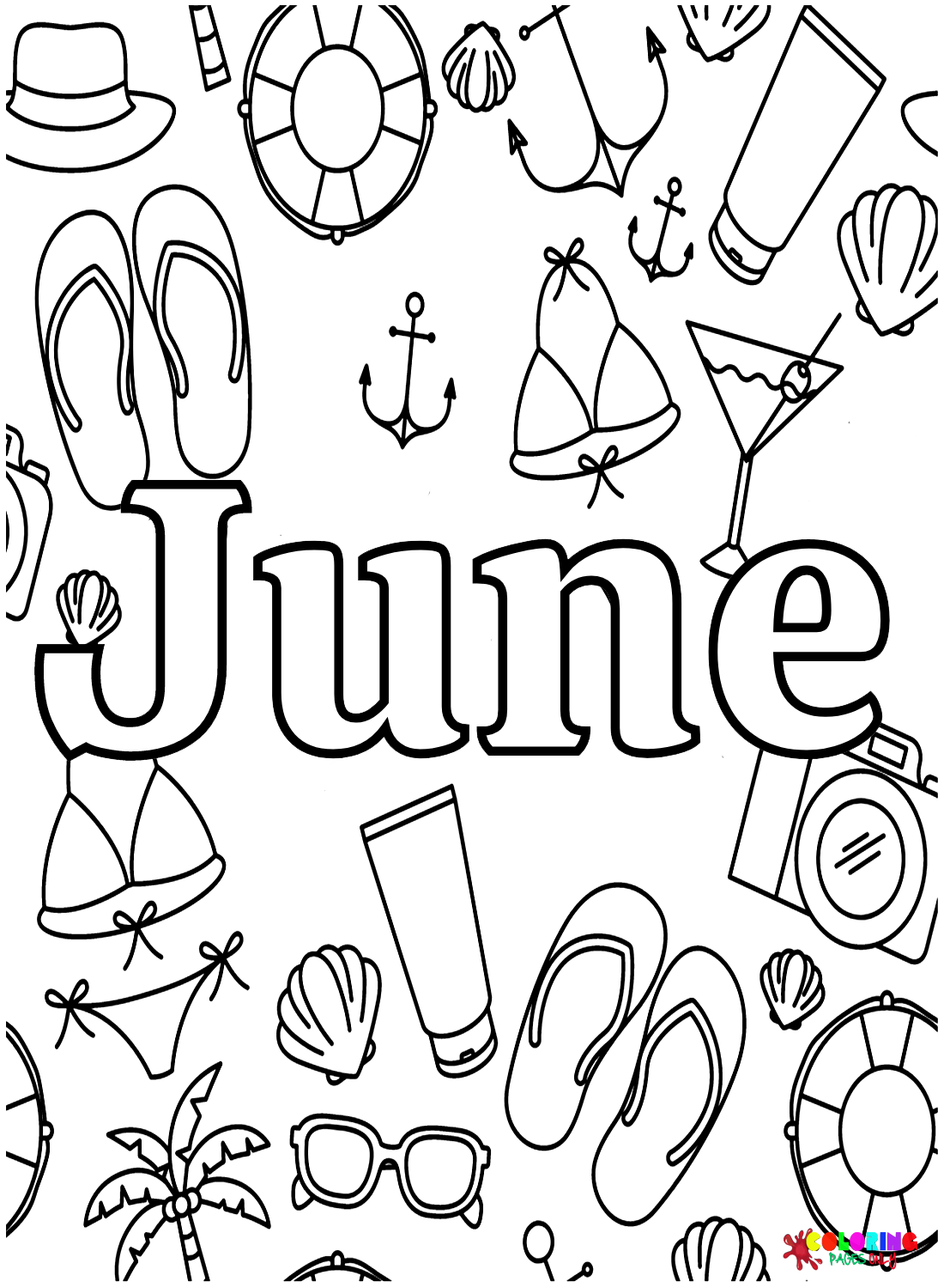 Summer June Coloring Page - Free Printable Coloring Pages