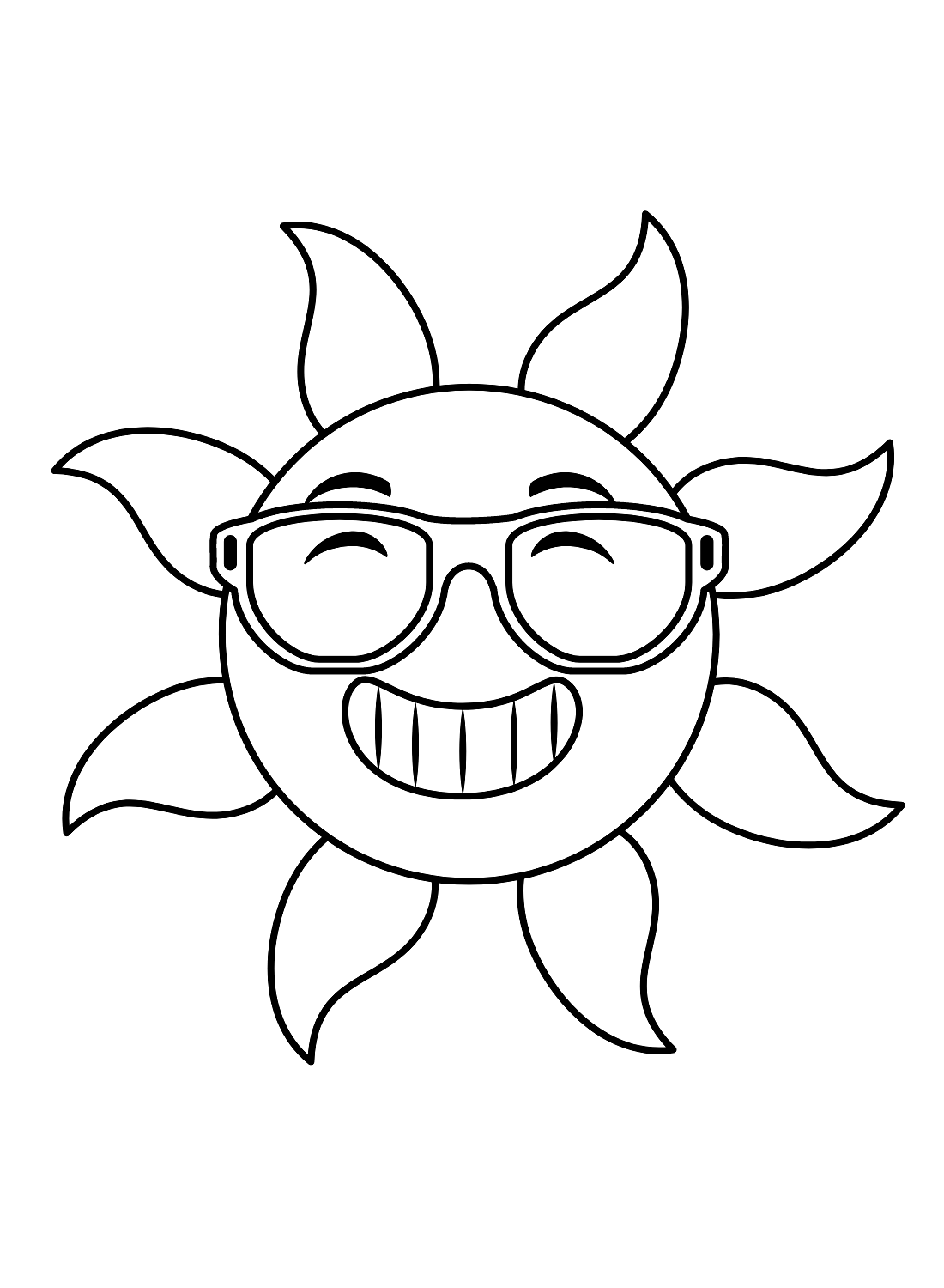 Sun with Sunglasses Coloring Page