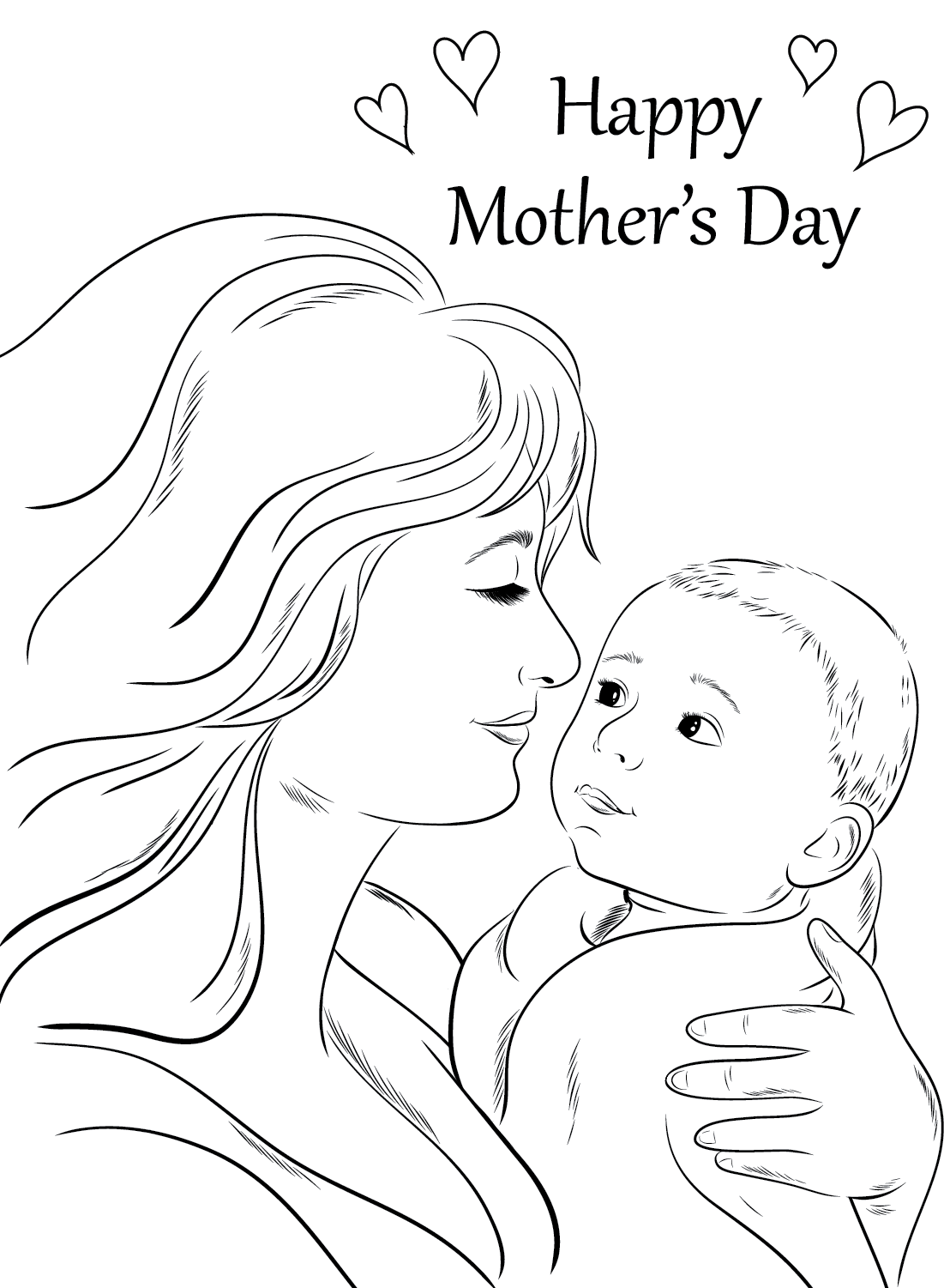 Sweet Mom And Son Coloring Pages