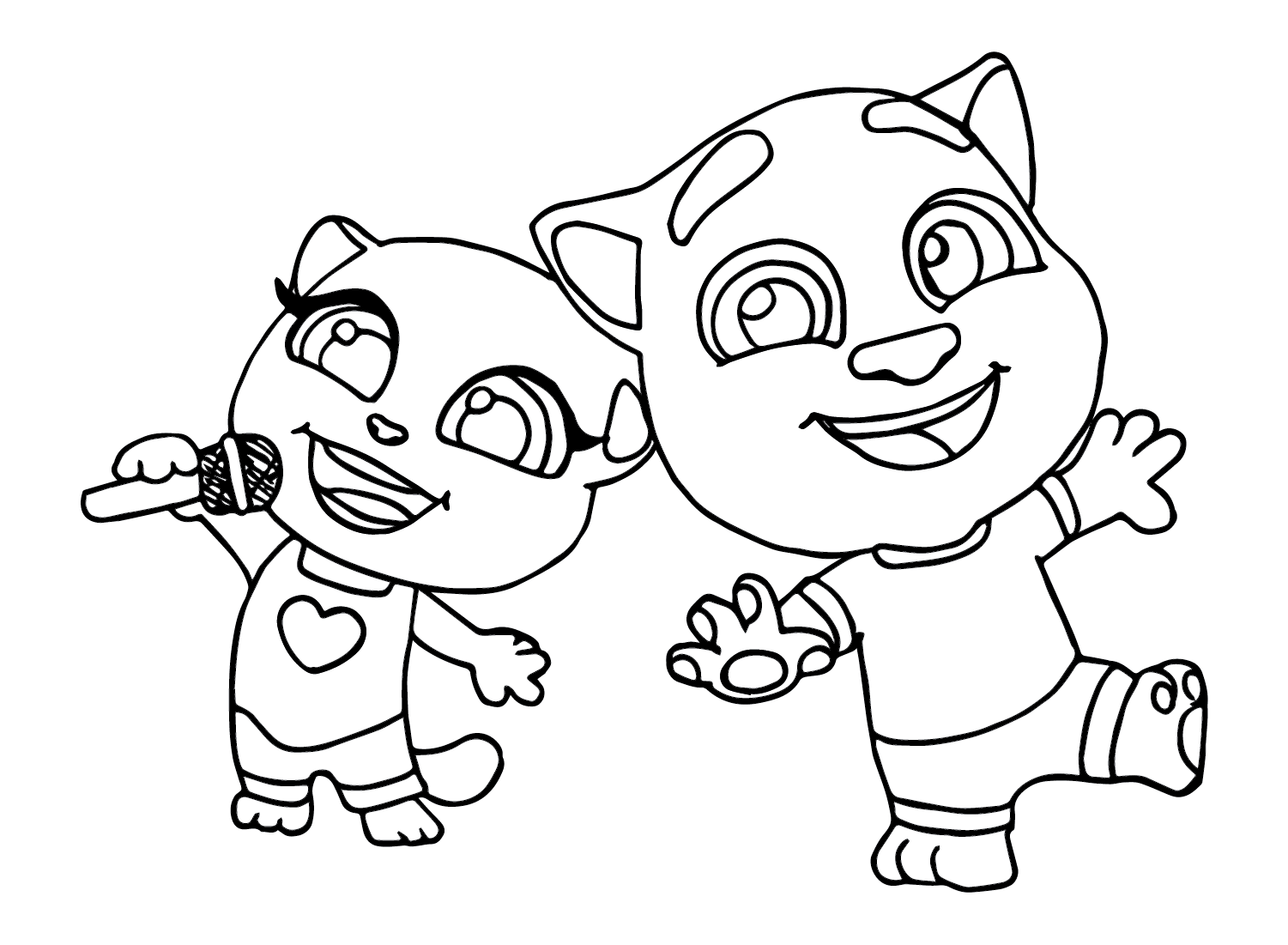 Talking Tom and Angela Sing Coloring Page