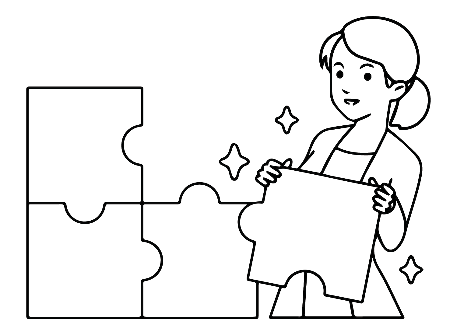 The Girl Jigsaw Puzzle Coloring Page