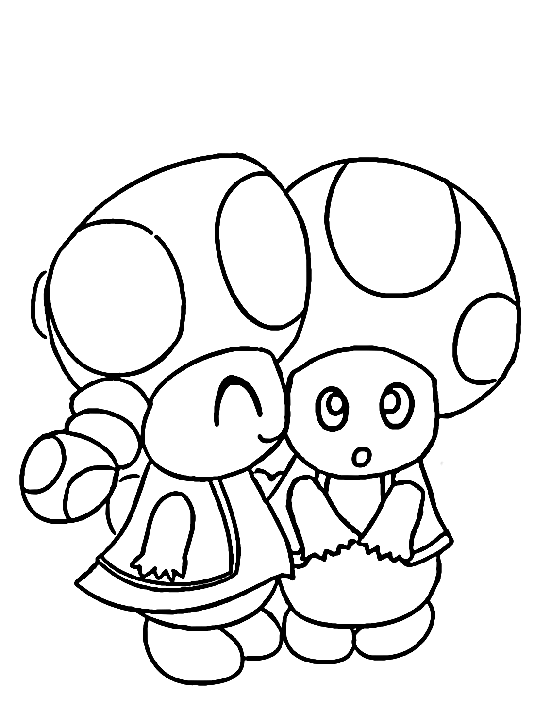 Toad and Toadette Coloring Page