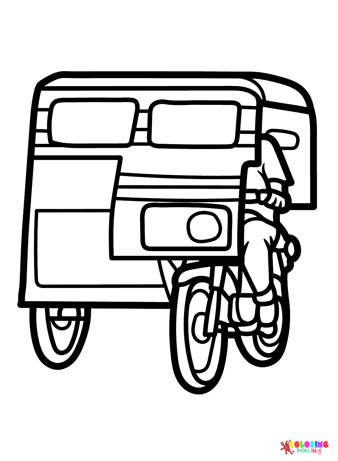 Tricycle Taxi Coloring Pages