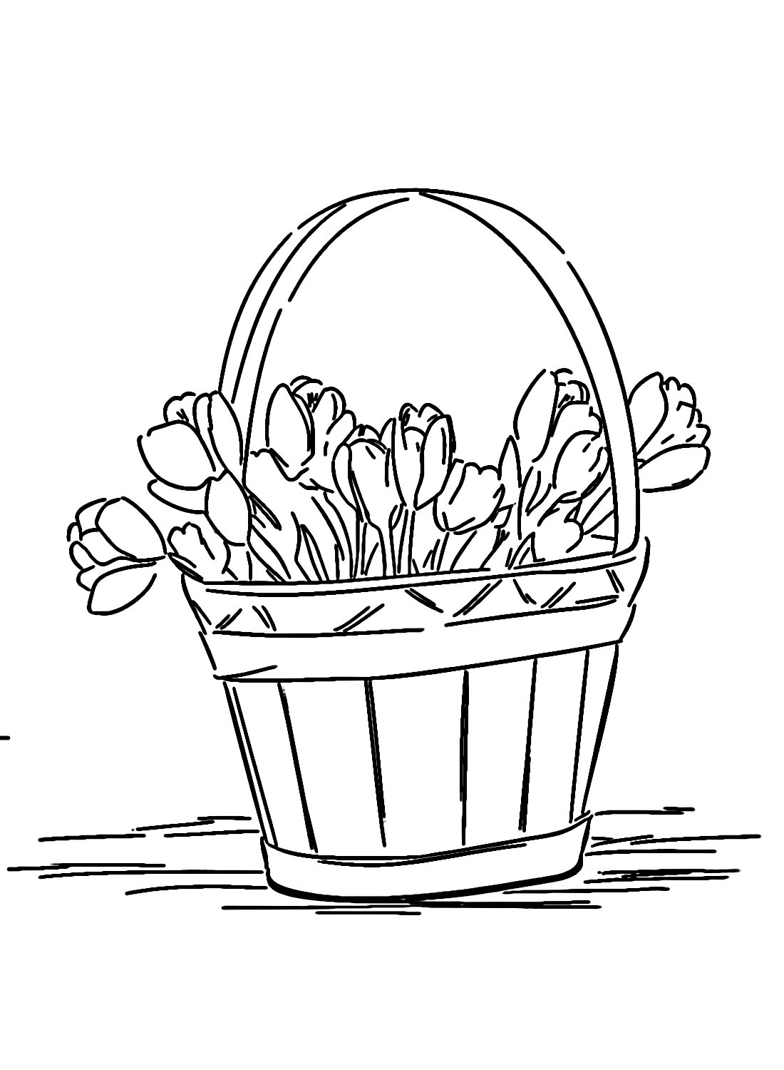 Tulip Flower Basket Coloring Page