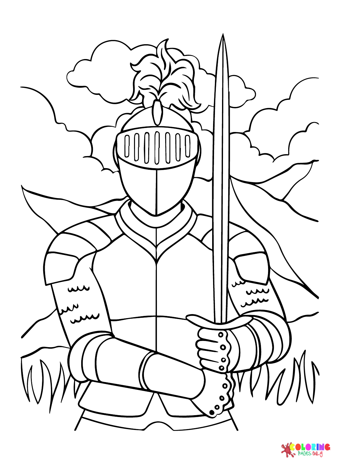 Vector ridder in pantser oude Rome en Romeinse rijk kleurplaat