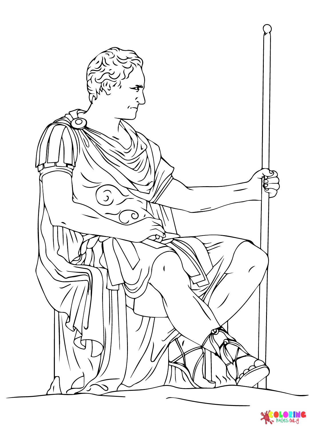 Vektor einer Malvorlage eines antiken römischen Legionärsgeneral