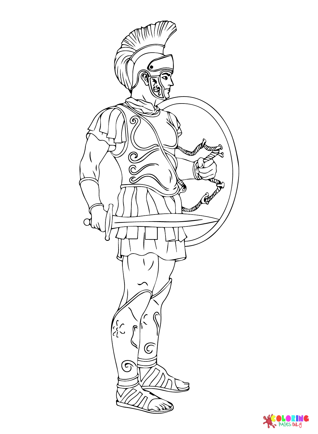 Vector an Ancient Roman Warrior Legionnaire Coloring Page