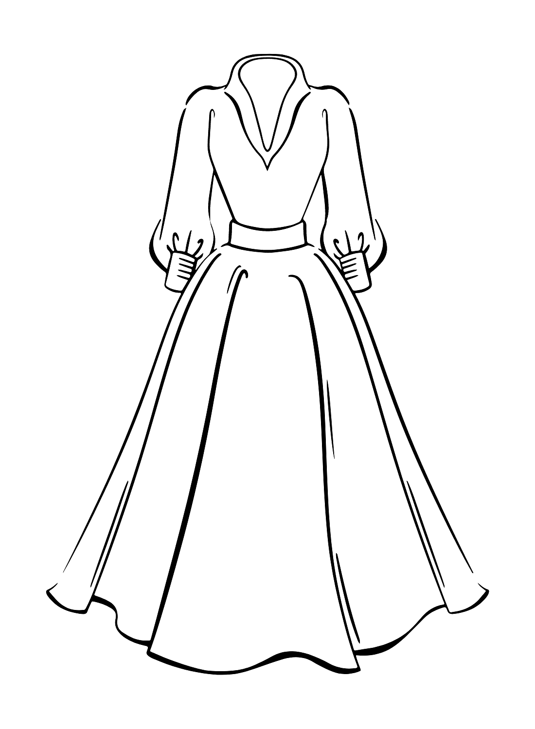 Desenho de vestido de noiva antigo para colorir