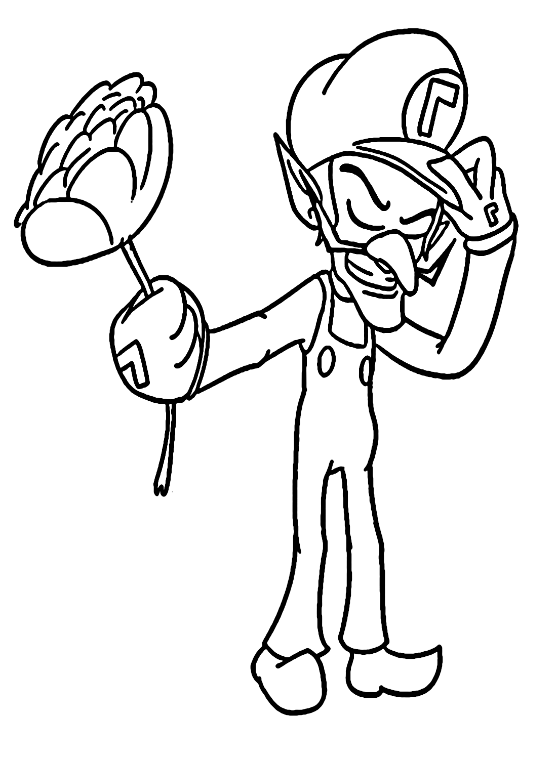 Waluigi with Rose Coloring Page