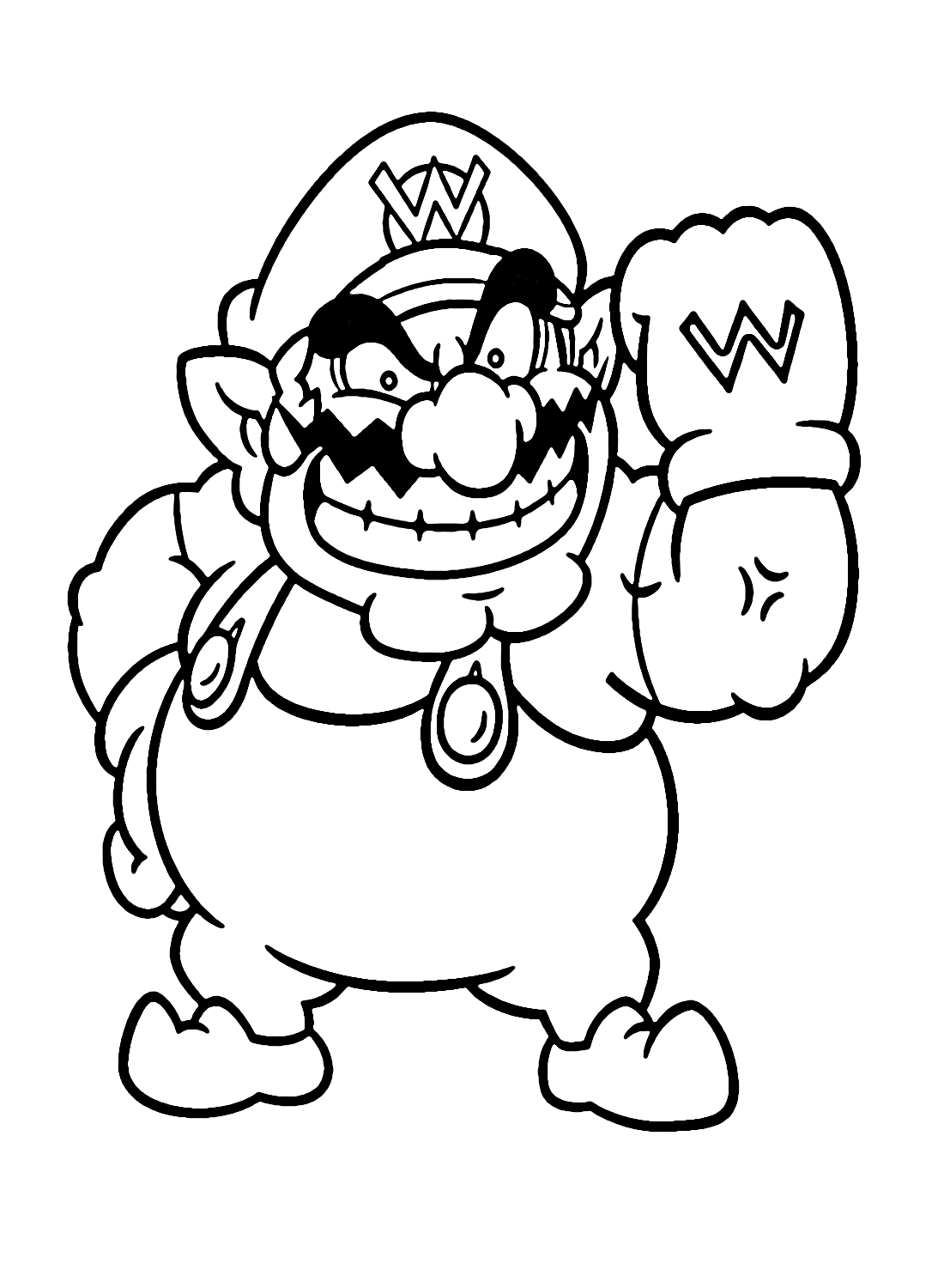 Wario from Super Mario Coloring Page - Free Printable Coloring Pages