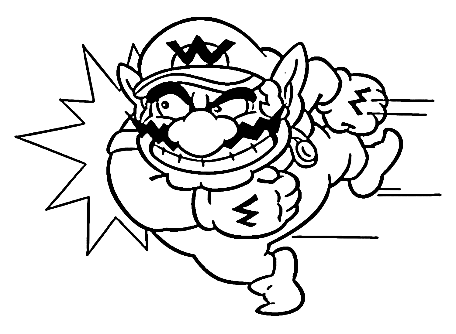 Wario in Super Mario Coloring Page