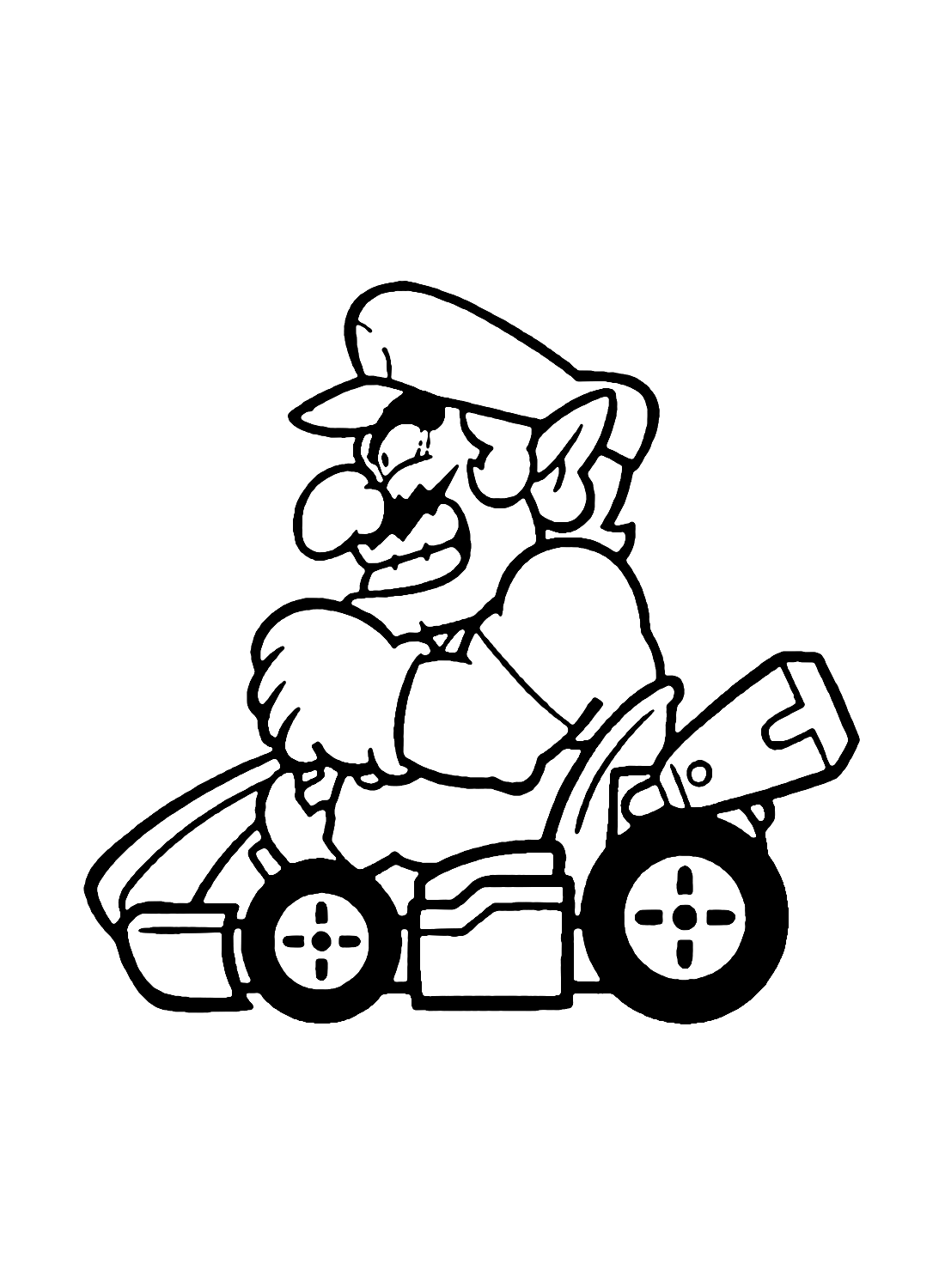 Wario with Car Coloring Pages
