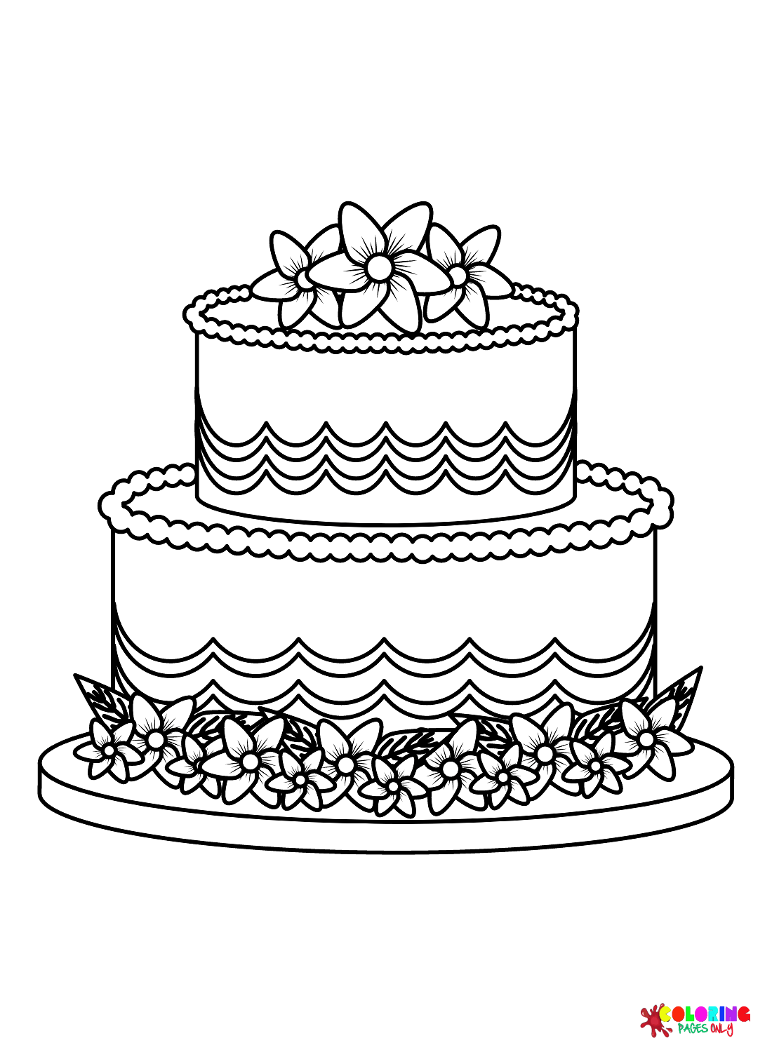 Wedding Cake Free Coloring Page