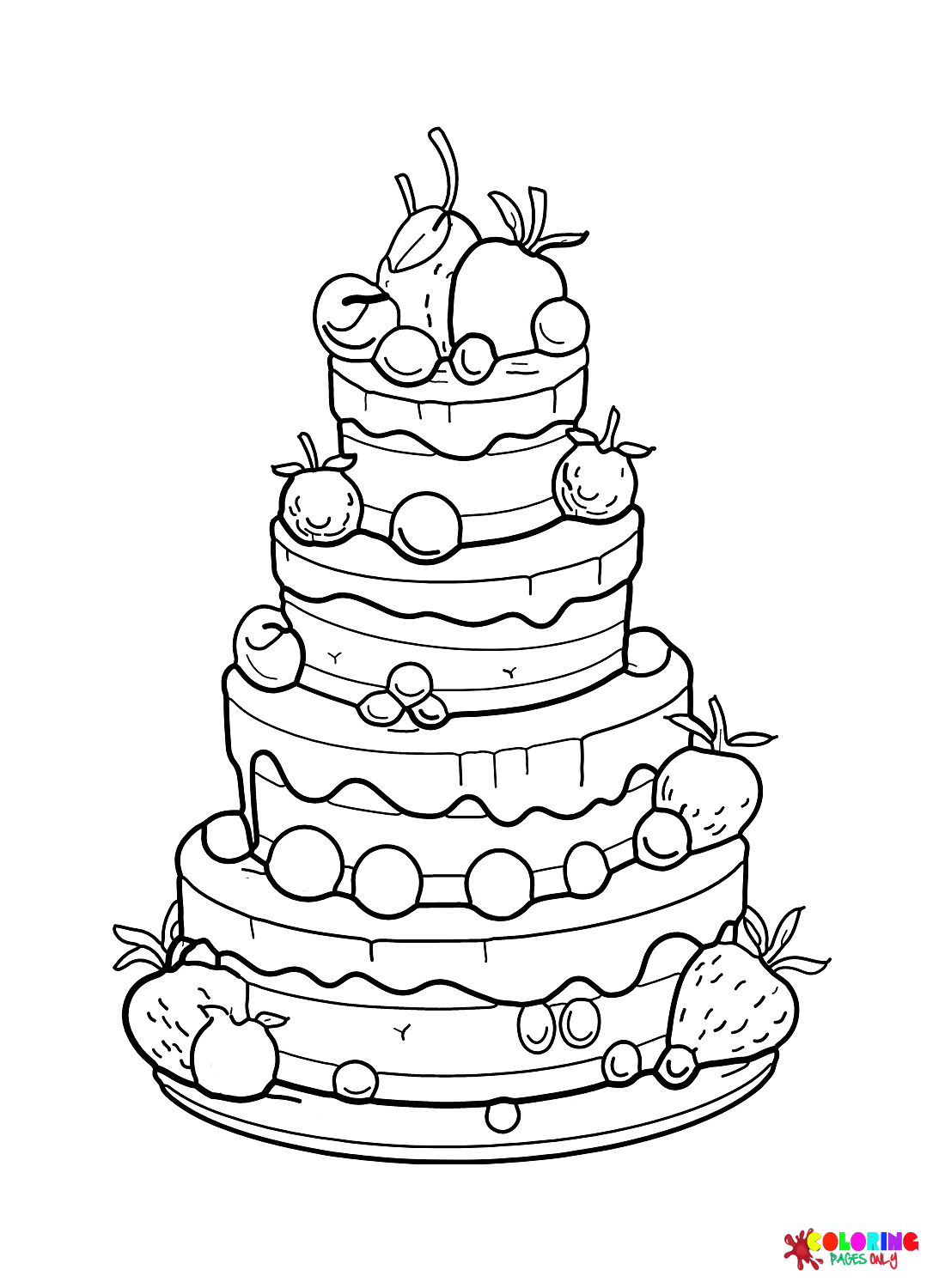 Wedding Cake Fruit Coloring Page