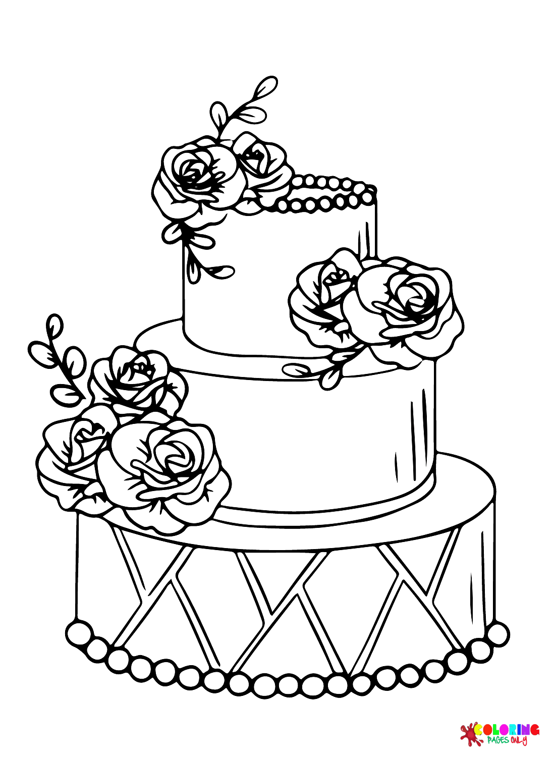 Wedding Cake color Sheets Coloring Page