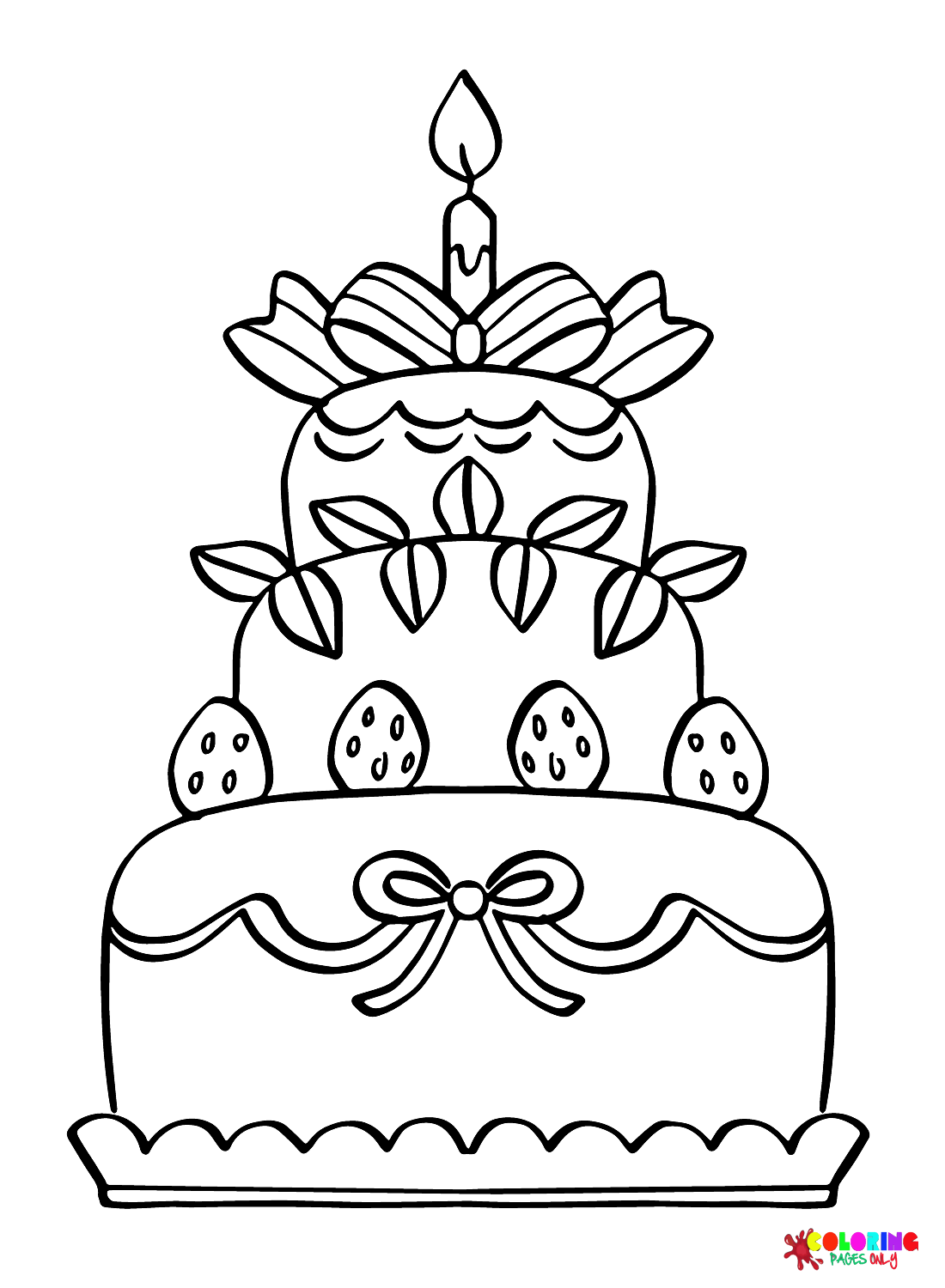 Wedding Cake With Strawberry Coloring Page Free Printable Coloring Pages