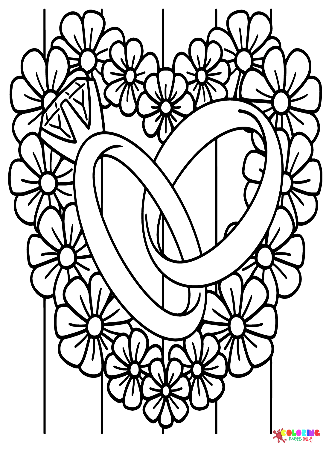 Fede nuziale con fiore a forma di cuore da fede nuziale