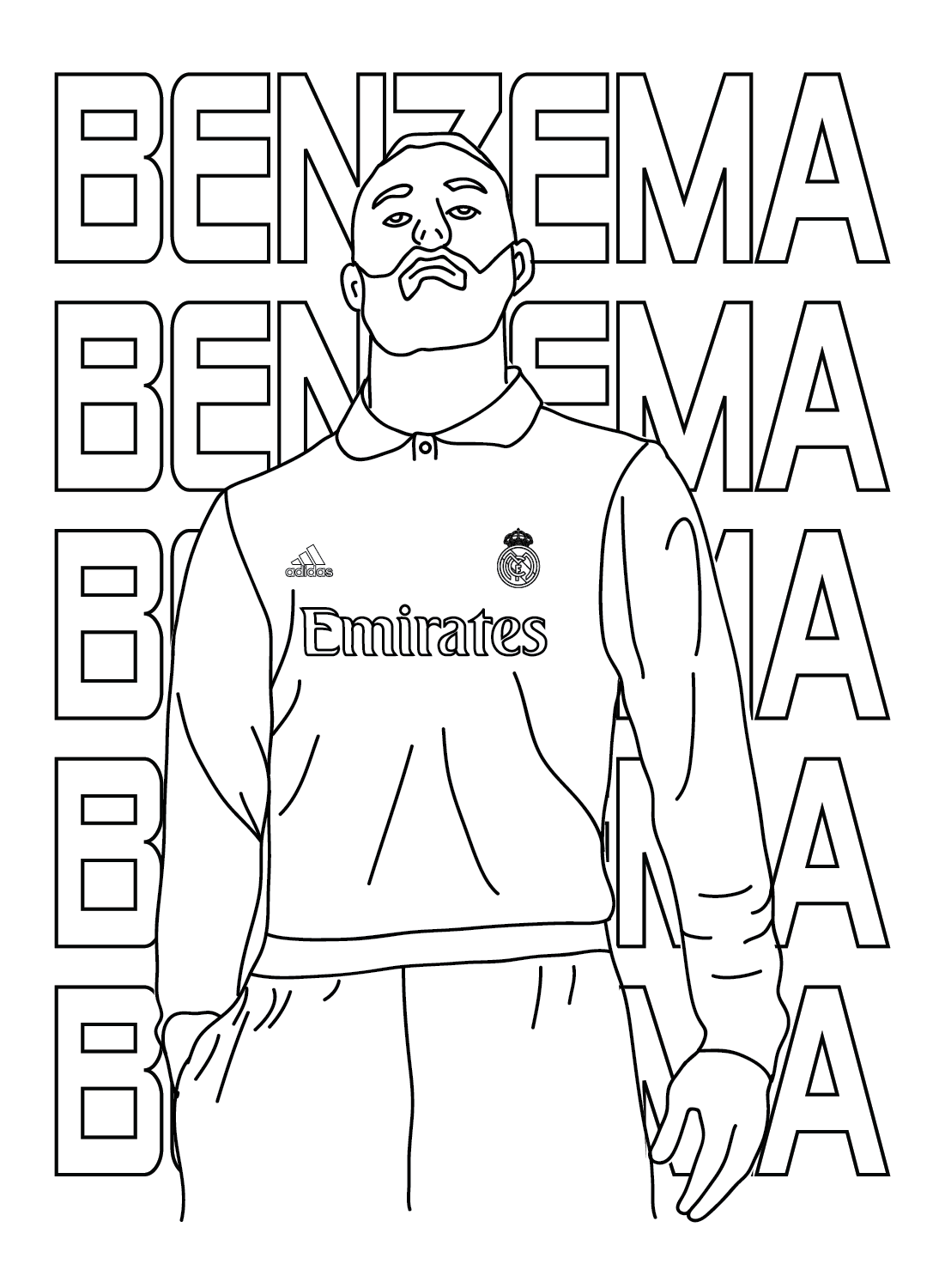Young Player Karim Benzema Coloring Page