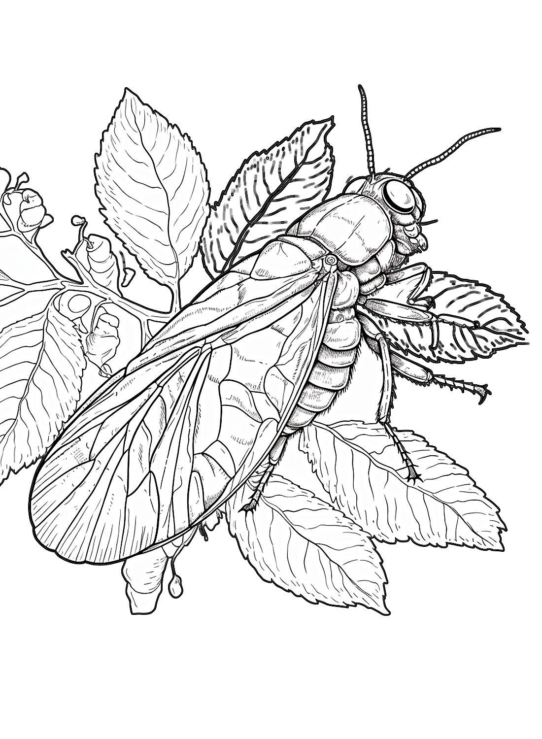 Een Cicade op de bladeren van Cicada