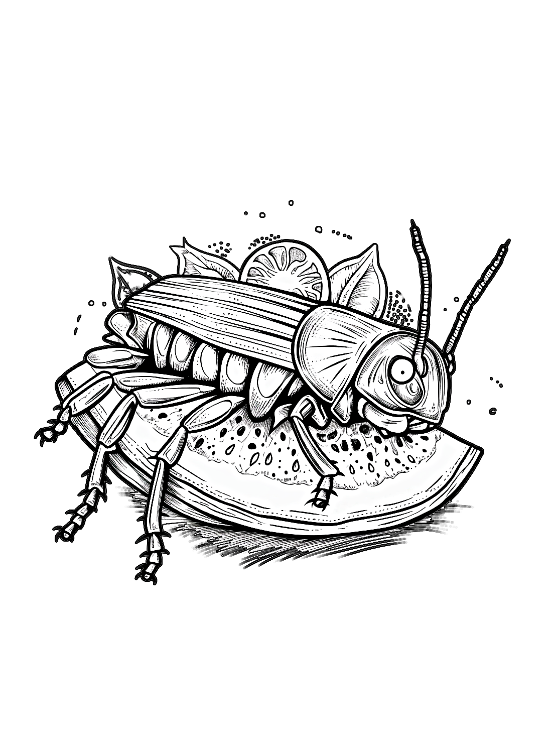 Una cucaracha y una sandía de Cucaracha.