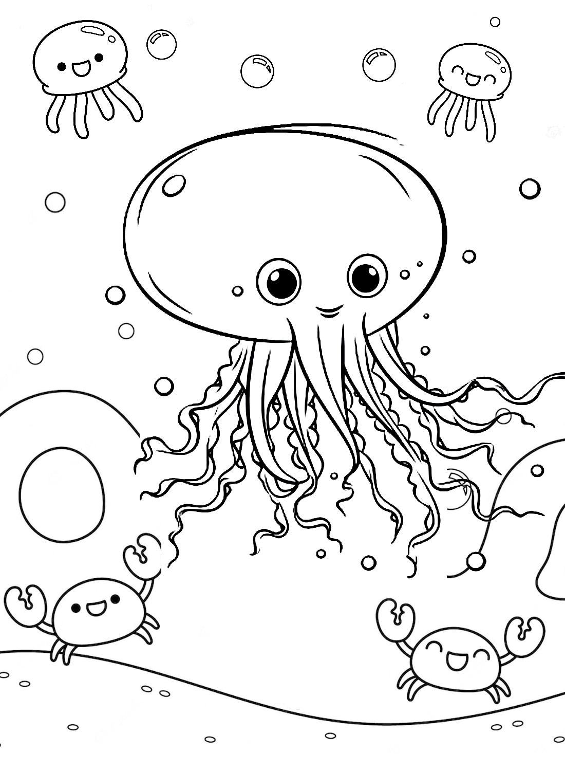 Una medusa sorride pagina da colorare