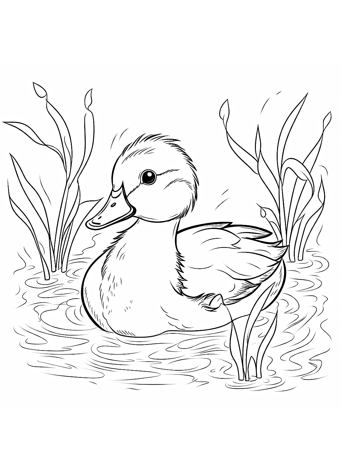 《小鸭》中的一只游泳的小鸭