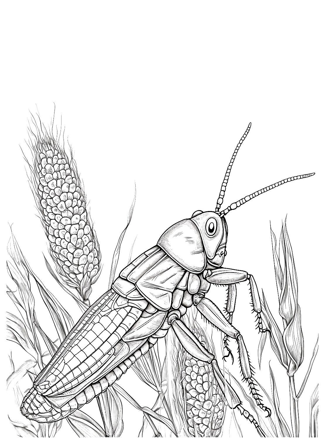 Een maïs en de sprinkhaan van Locust