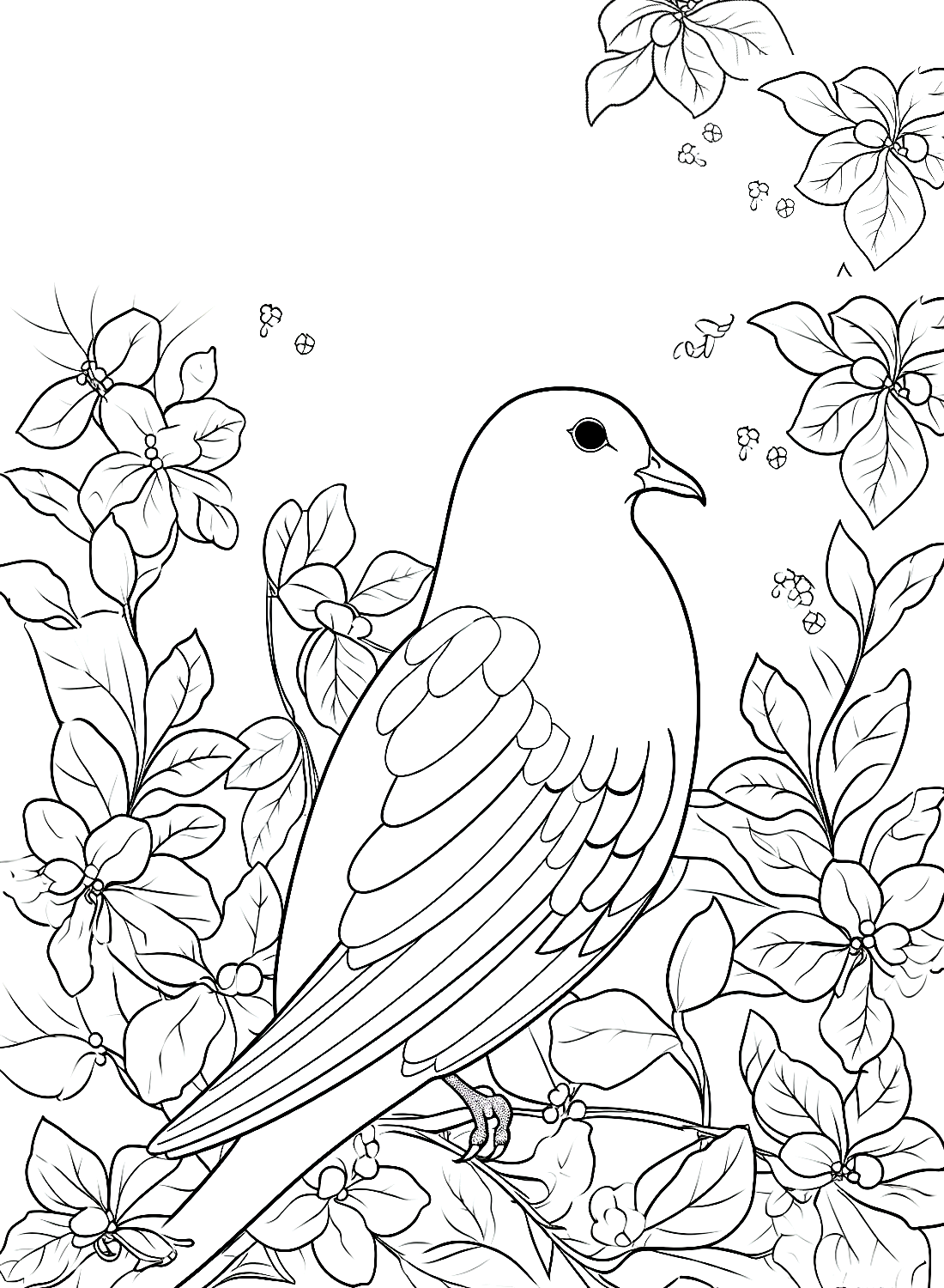 Een duif en bloemen van Doves