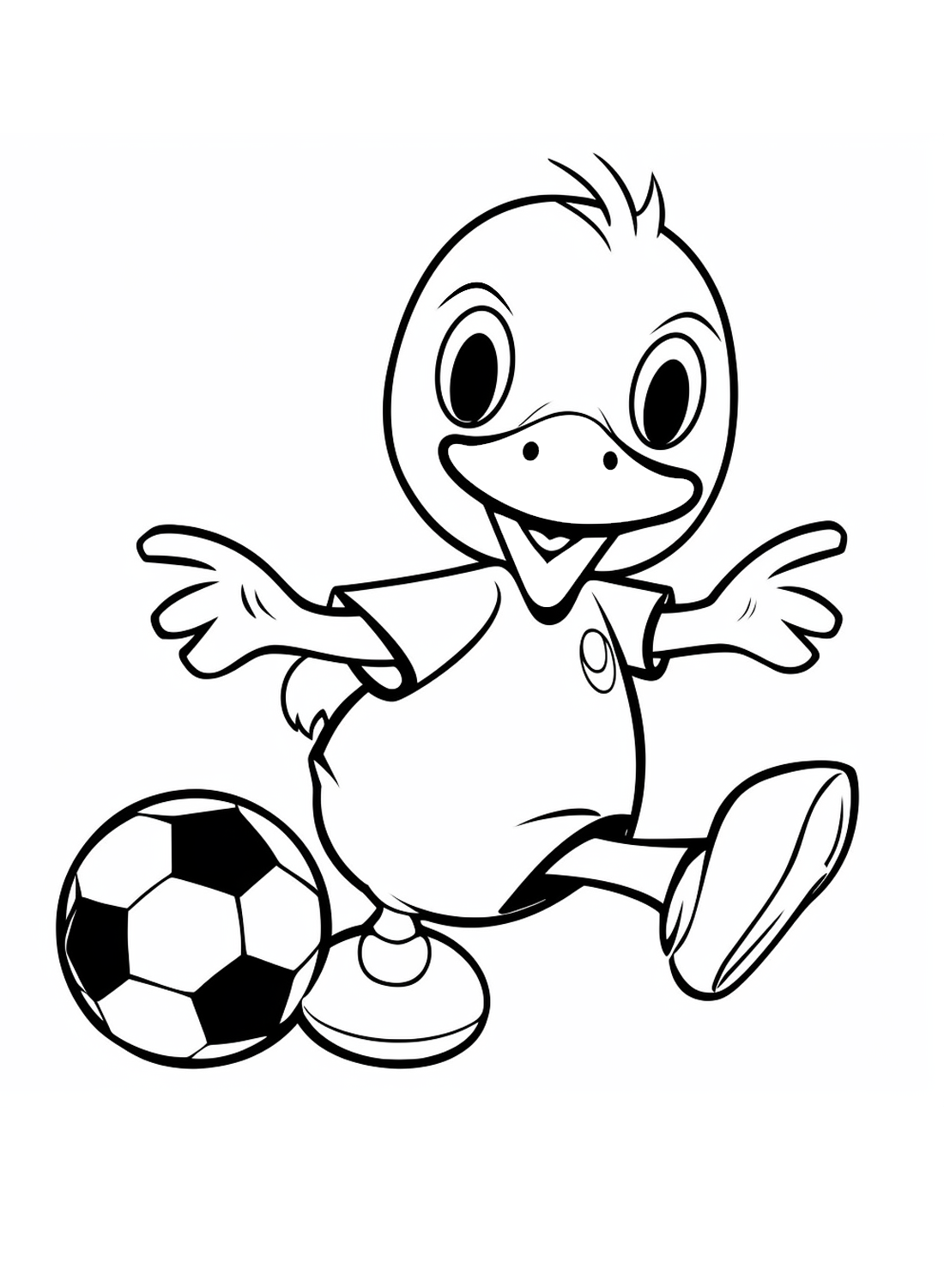 A duckling play soccer from Duckling