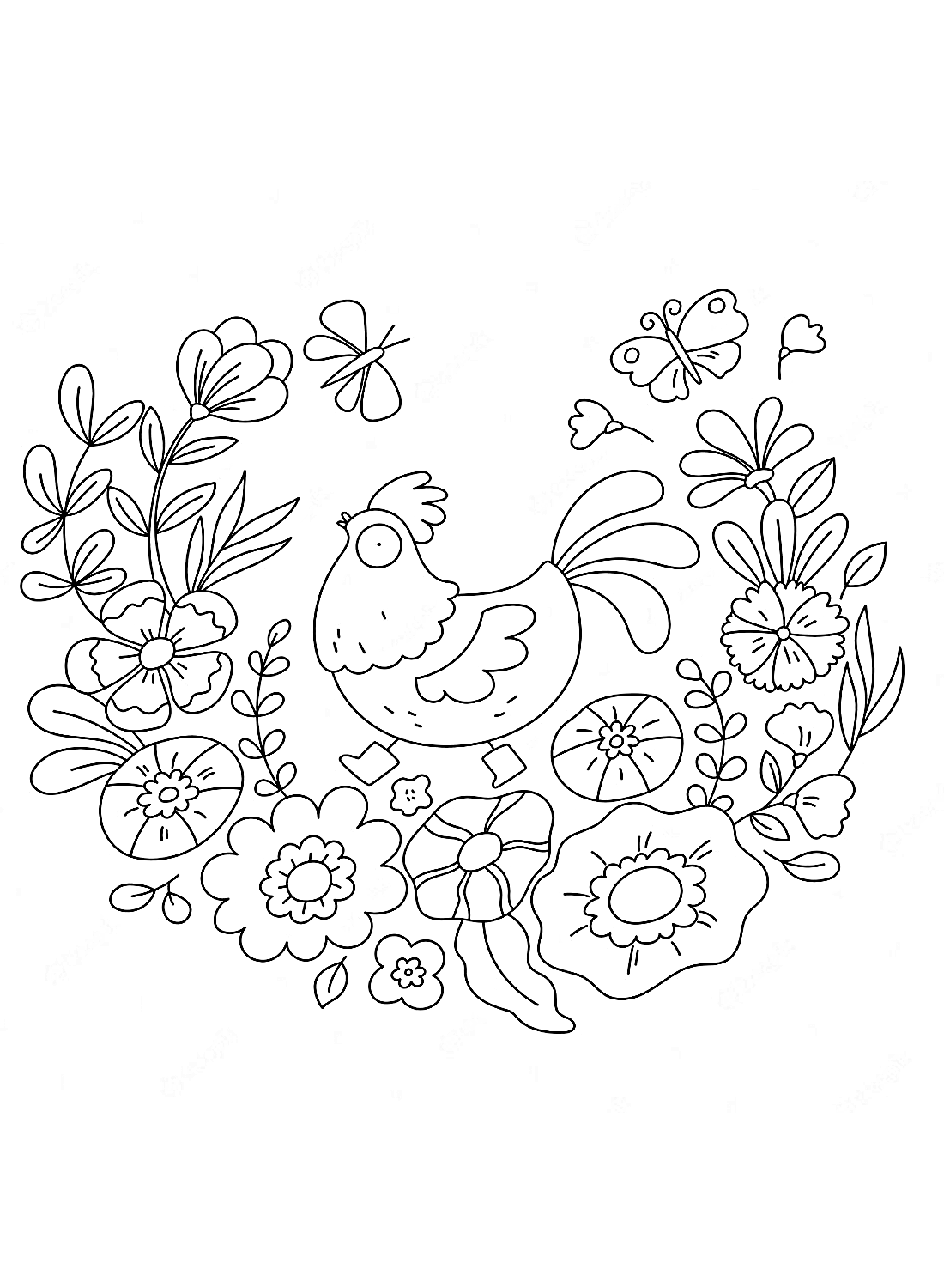 A fun rooster Coloring Pages