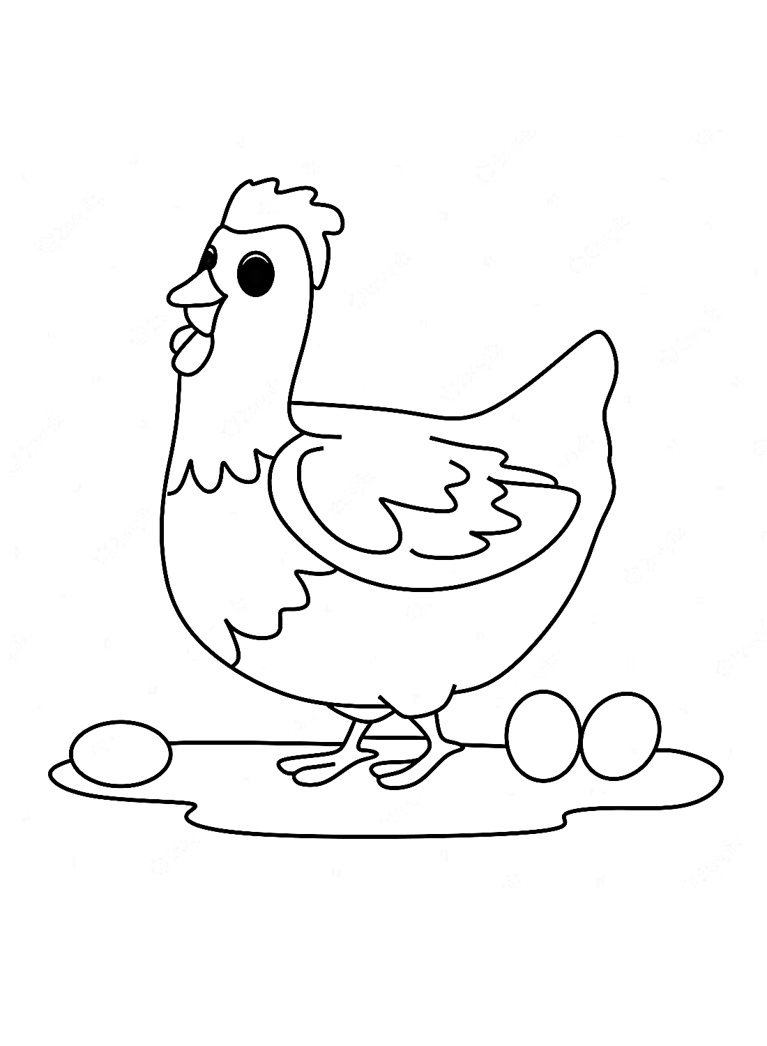 A hen and eggs Coloring Pages