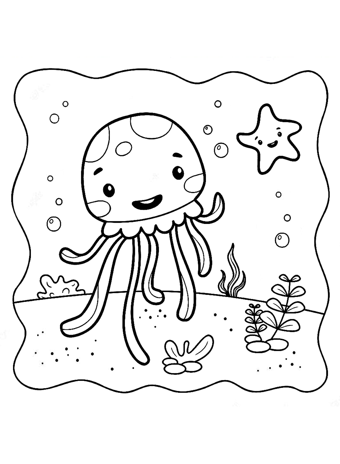 Una bella pagina da colorare di meduse
