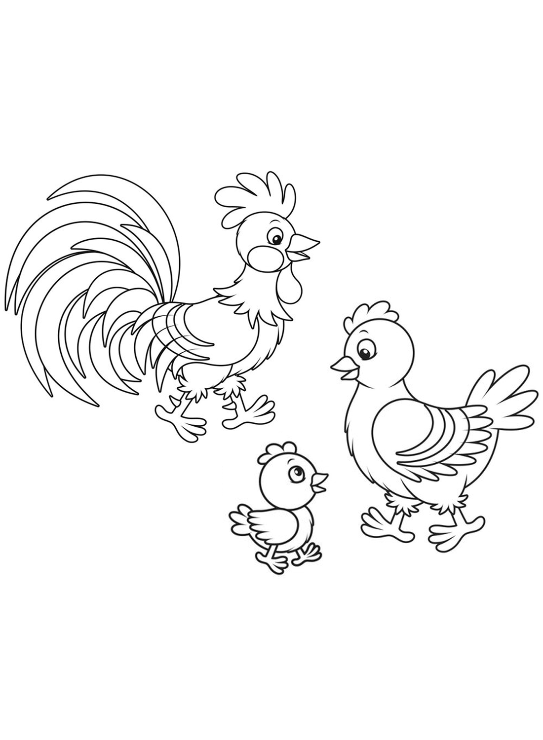A rooster family Coloring Pages
