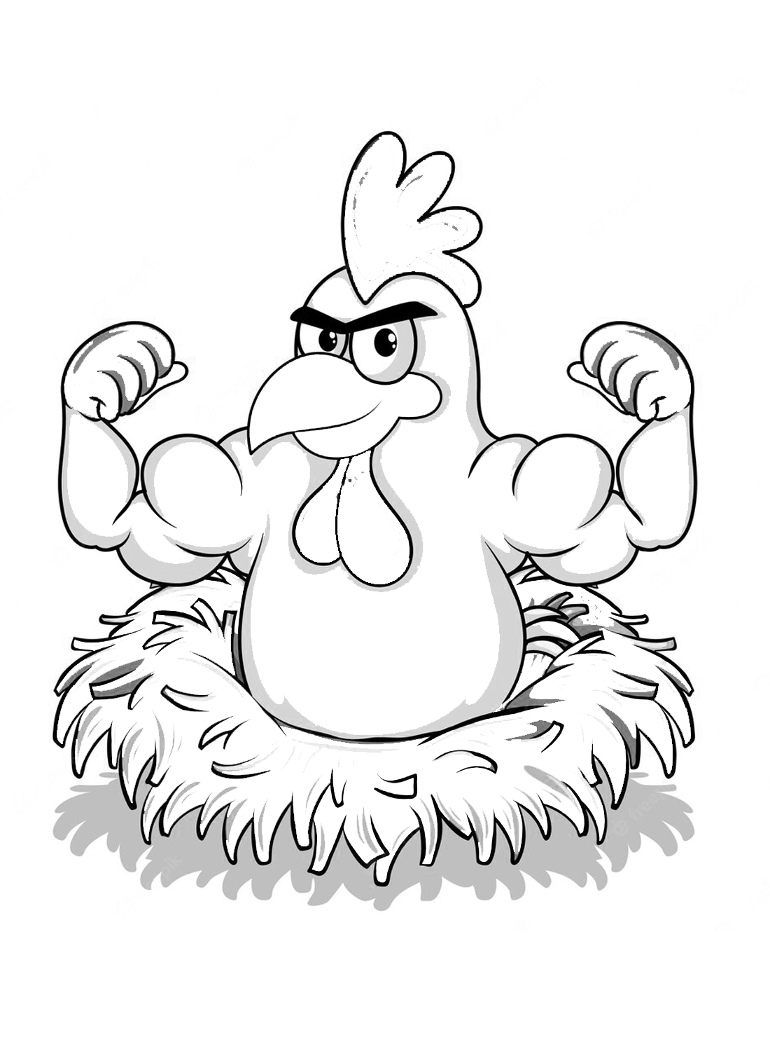 A strong rooster Coloring Pages