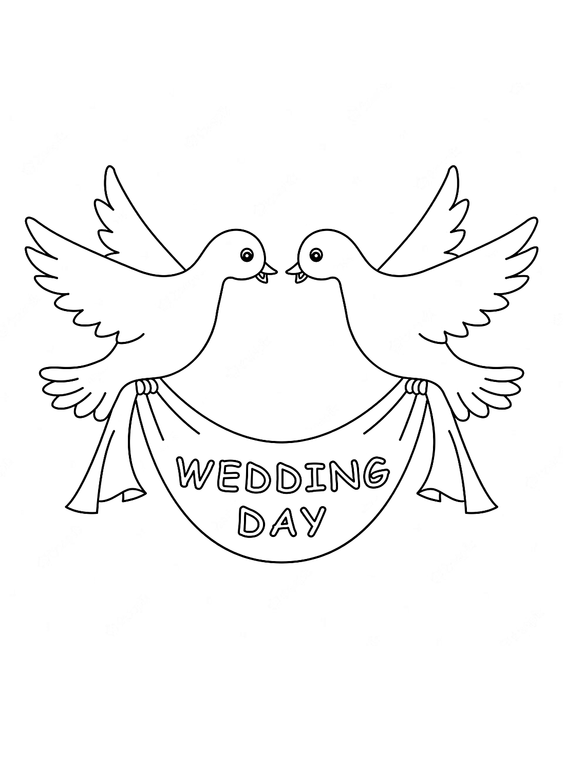 Um dia de casamento e pombas de Doves