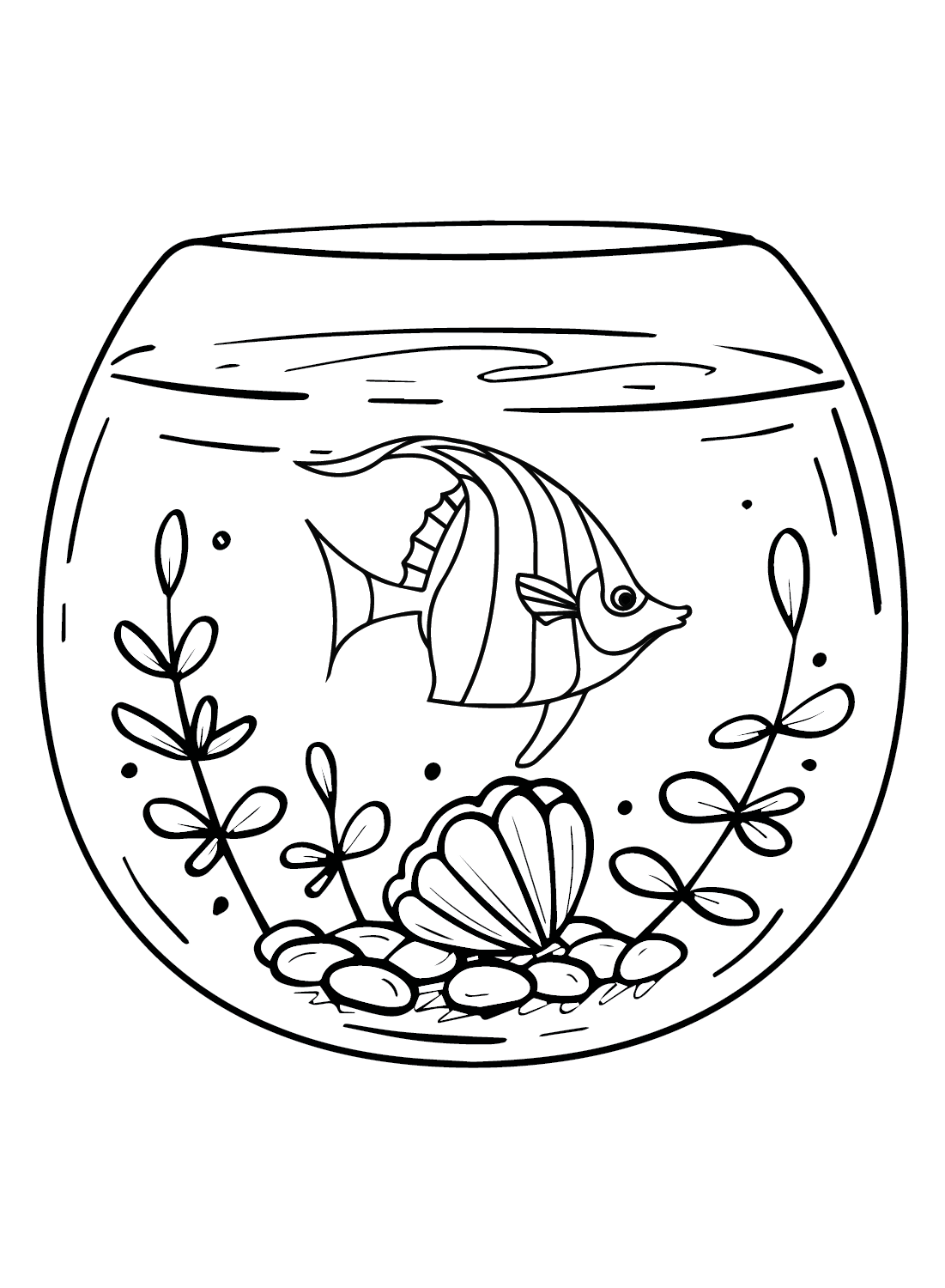 Fish Tank Angelfish Coloring Page