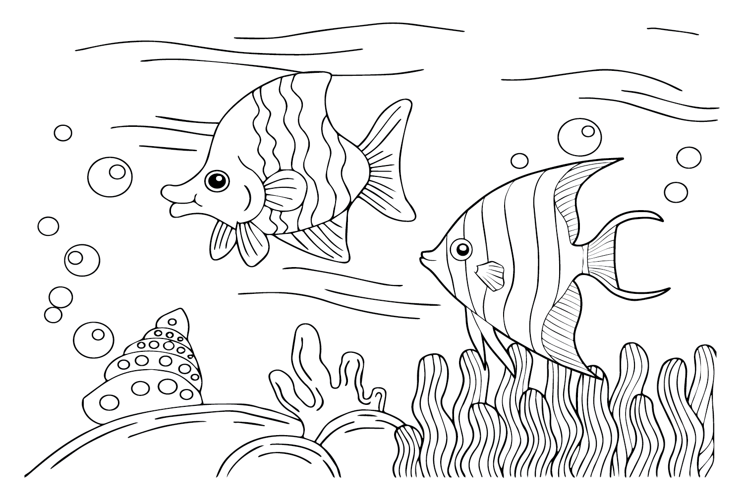 angel fish cat bowl coloring page