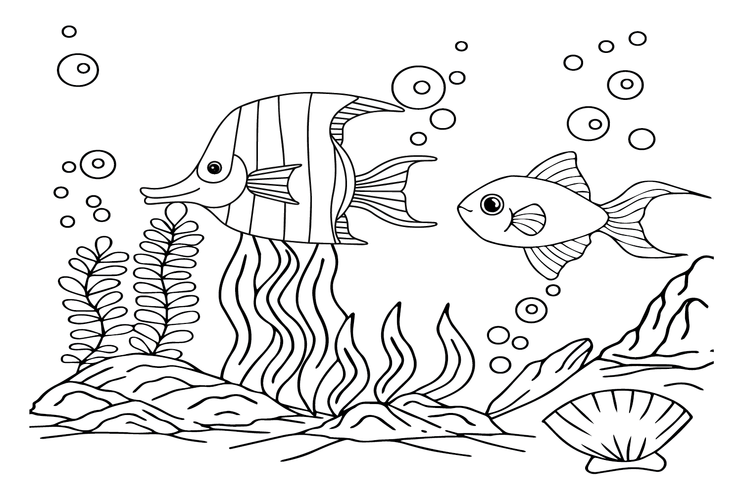 Fish Tank Angelfish Coloring Pages - Free Printable Coloring Pages