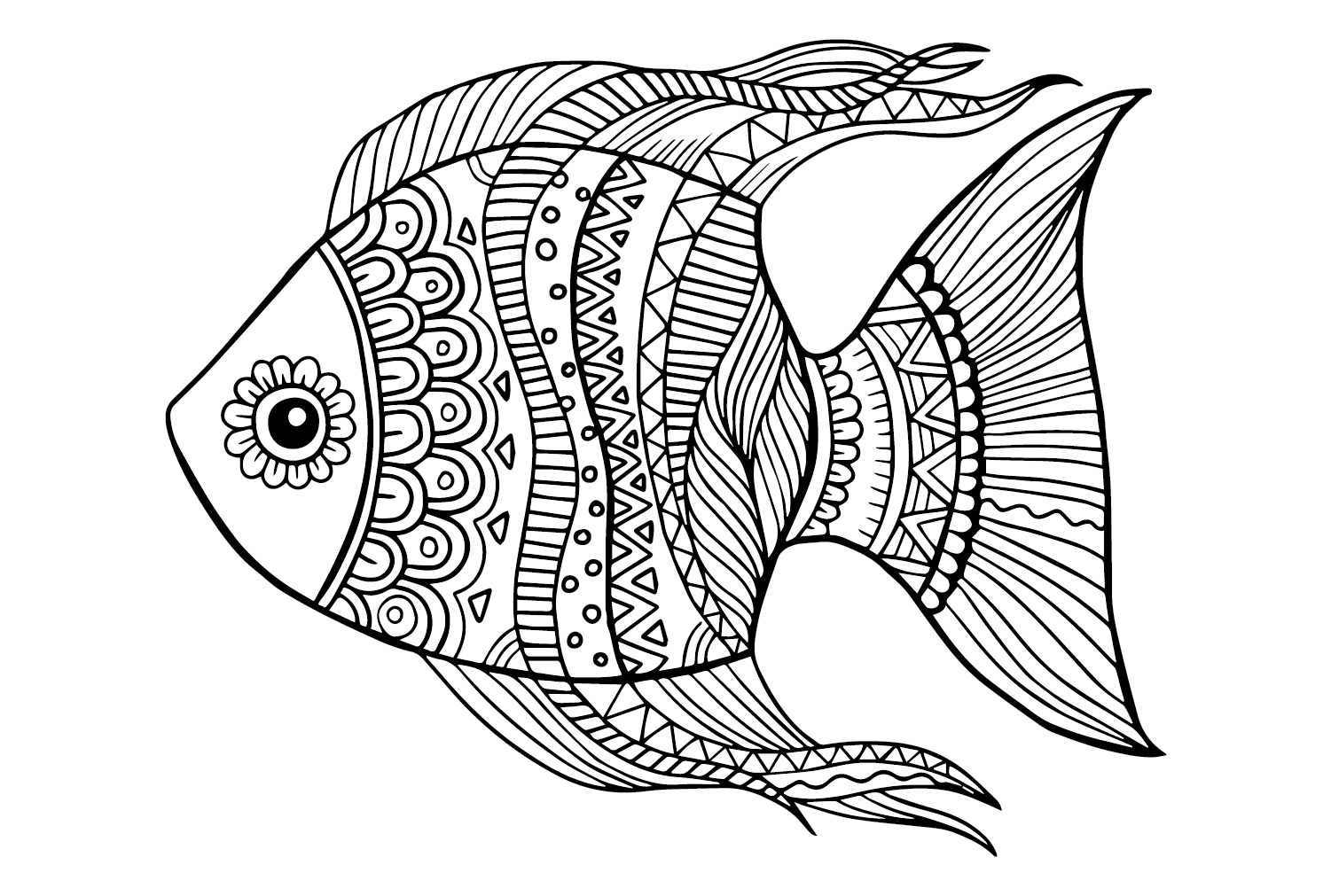 Angelfish Drawing Coloring Pages - Free Printable Coloring Pages