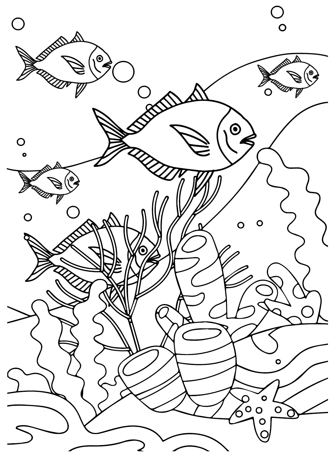 Basses Fish color Sheets Coloring Page - Free Printable Coloring Pages