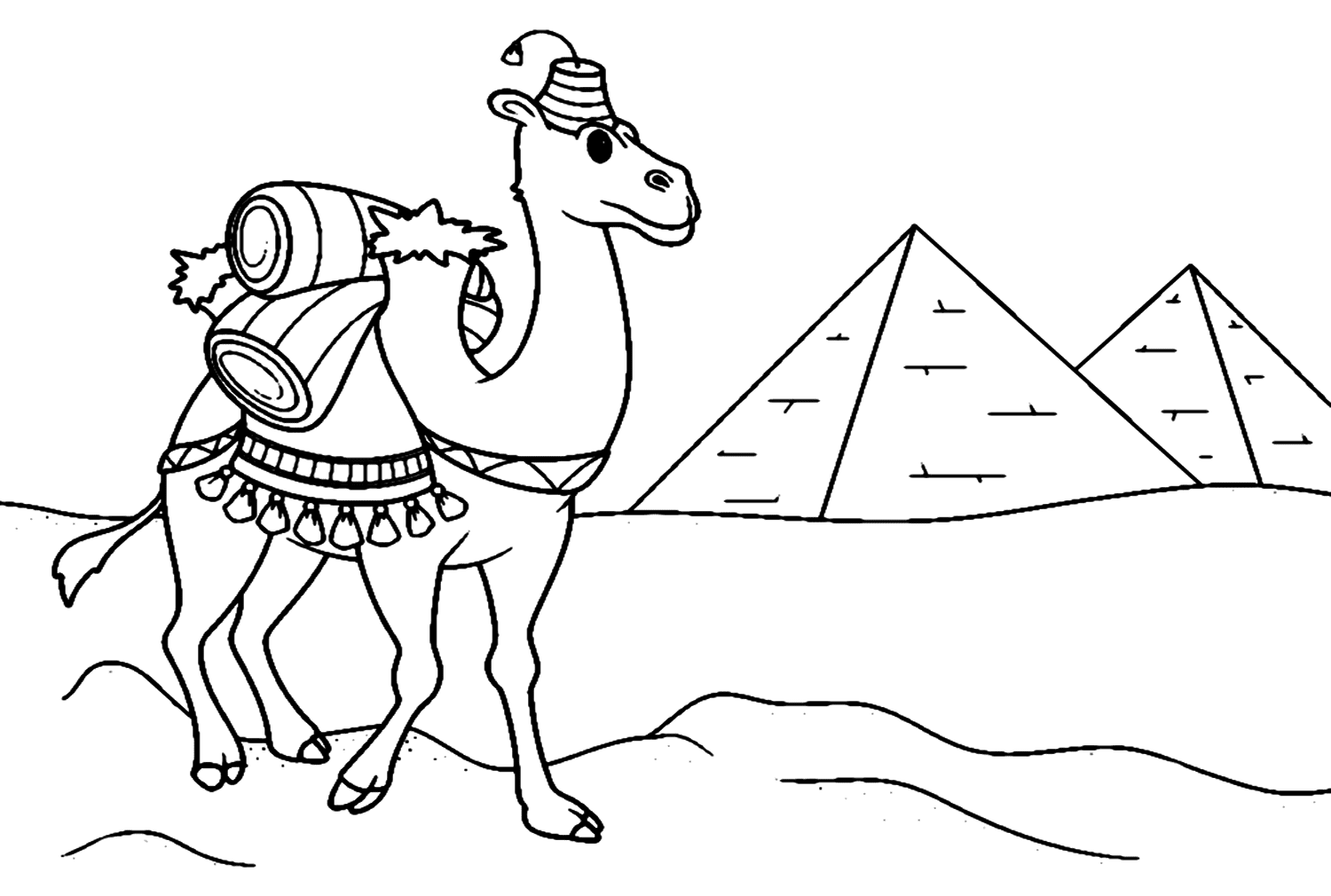 Раскраска Верблюд перевозит груз