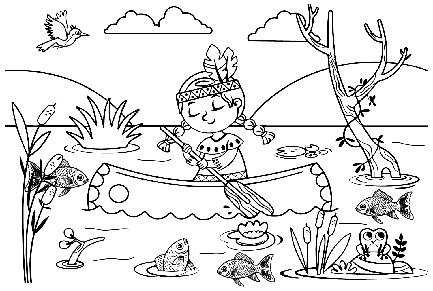 Karpfen schwimmen um das kleine Boot von Carp