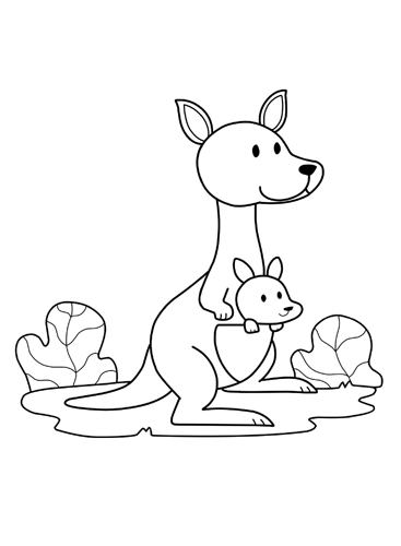 Bebê canguru de desenho animado