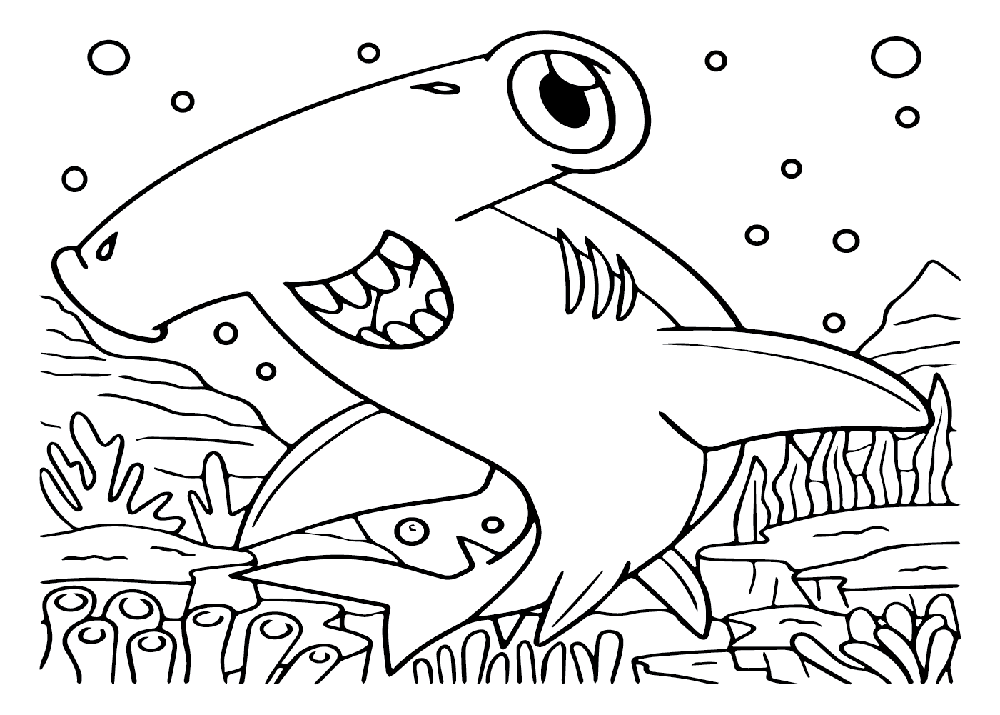 Cartoon Hammerhead Shark Coloring Pages