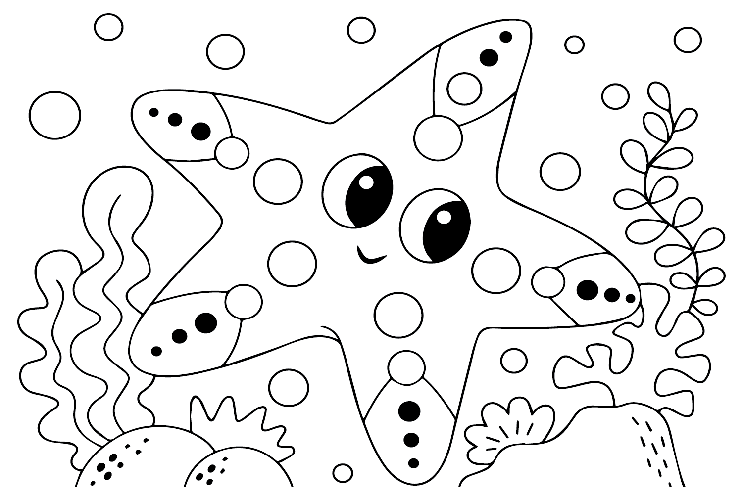 Cartoon Starfish Coloring Page - Free Printable Coloring Pages