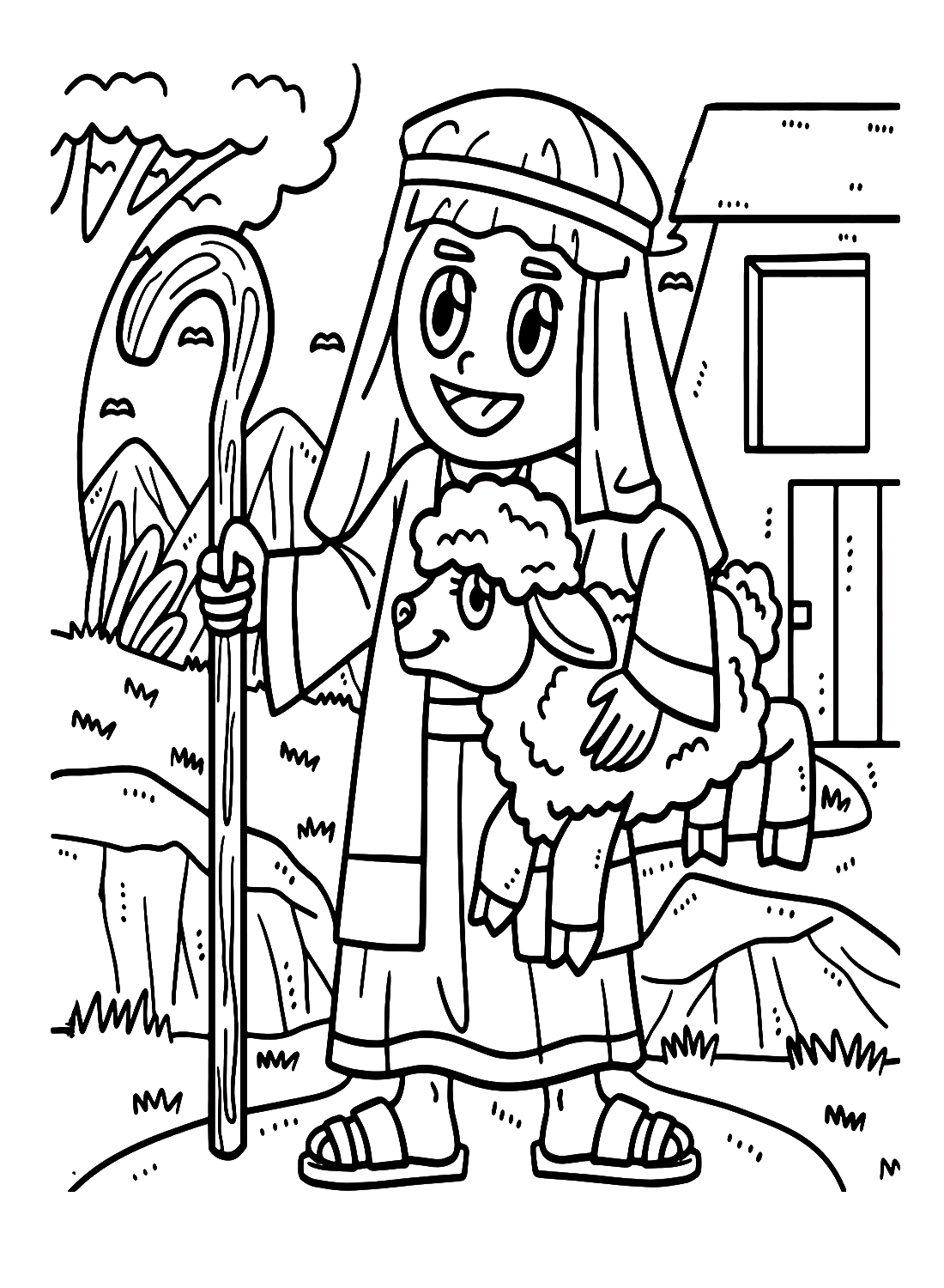 Христианский пастырь держит ягненка из ягненка