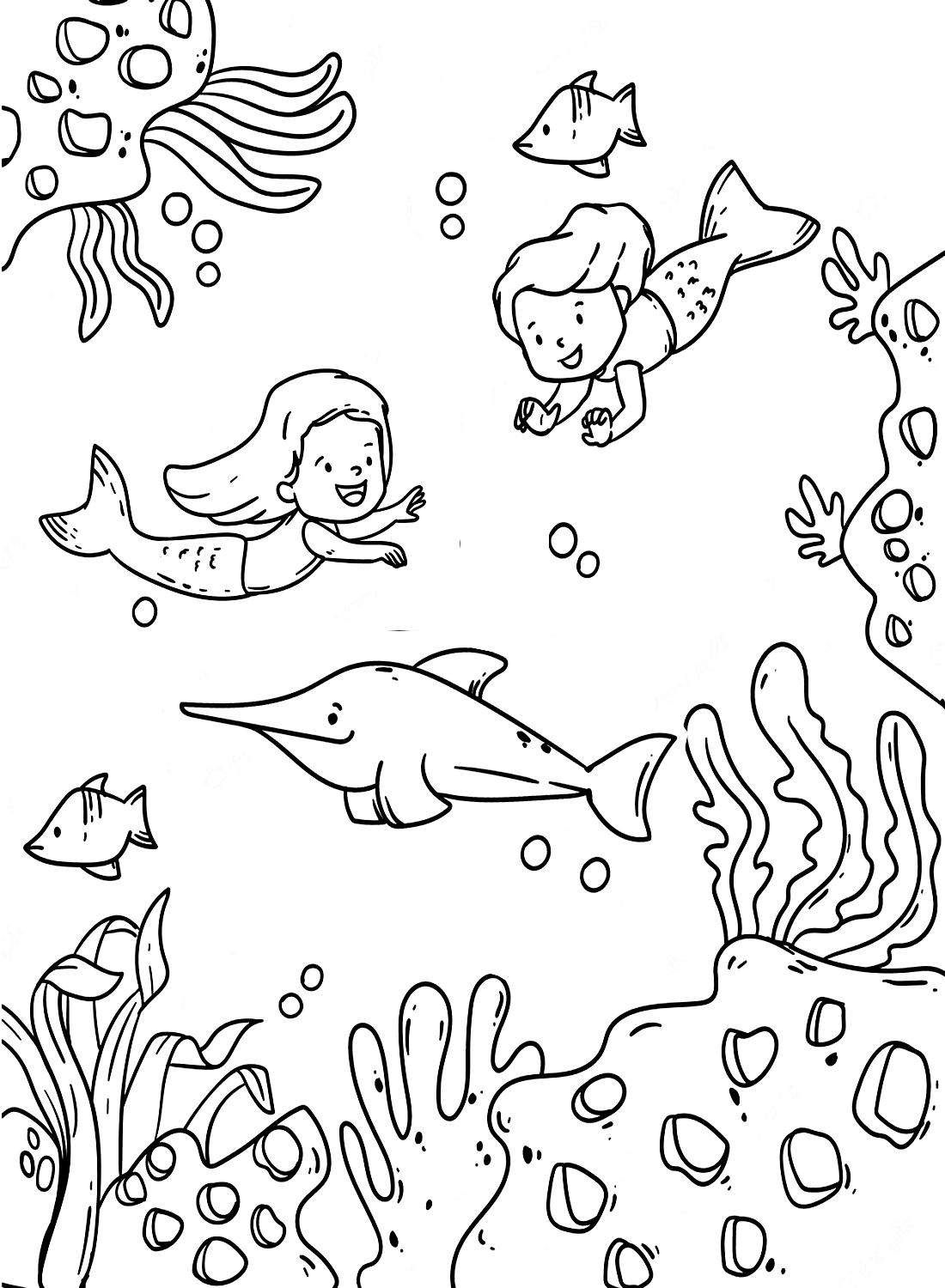 Coloriage corail et océan