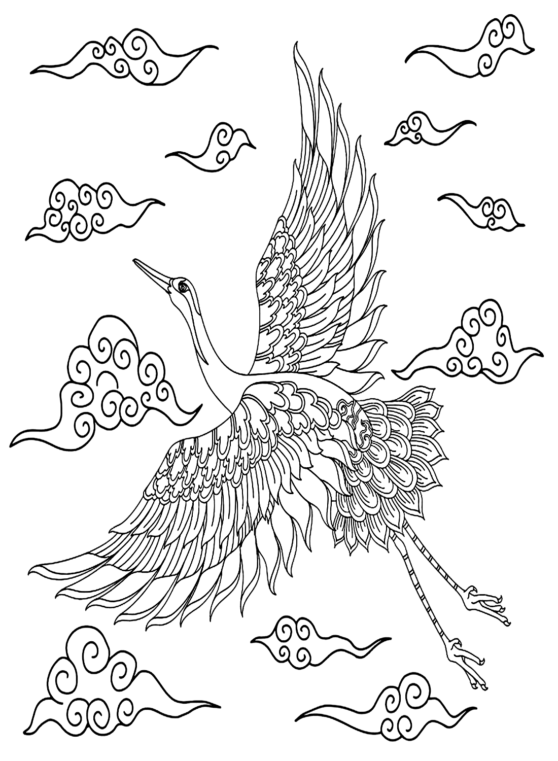 Kranich mit Wolke von Crane Bird