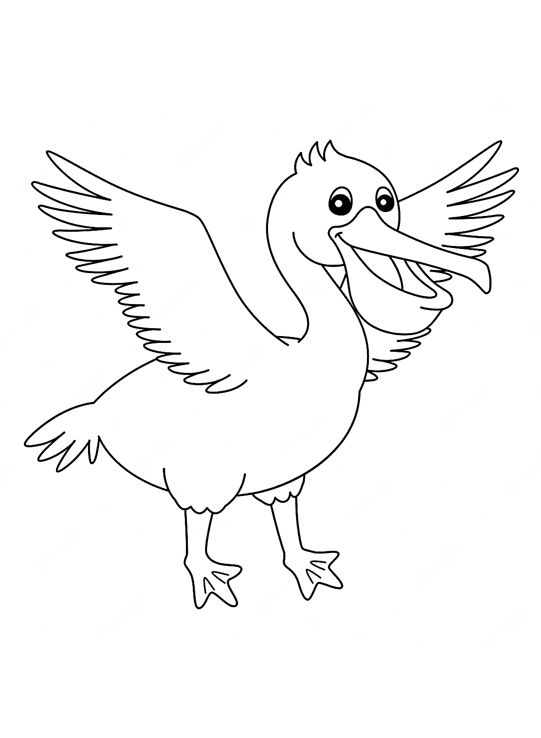 Милый мультяшный пеликан из мультфильма "Пеликан"